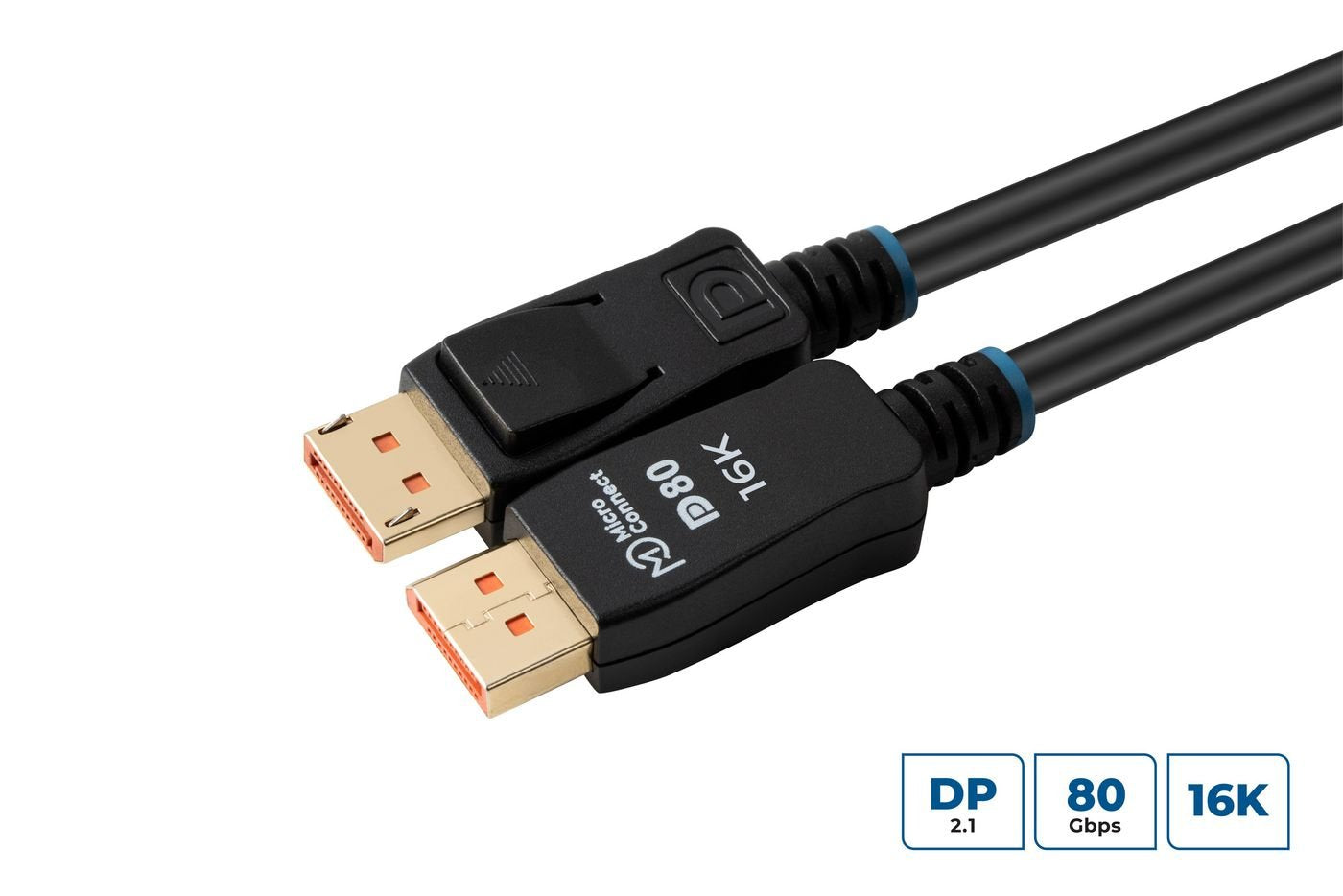 16k Displayport 2.1 80gbps Cable 0.5m, Black