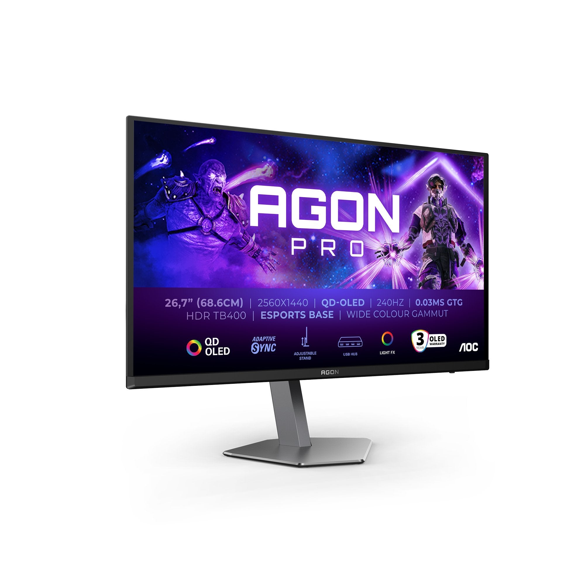 EAN 4038986182478 - AOC AGON PRO AG276QZD2 pantalla para PC 67,3 cm (26.5") 2560 x 1440 Pixeles Quad HD QD-OLED Negro, Gris imagen 1