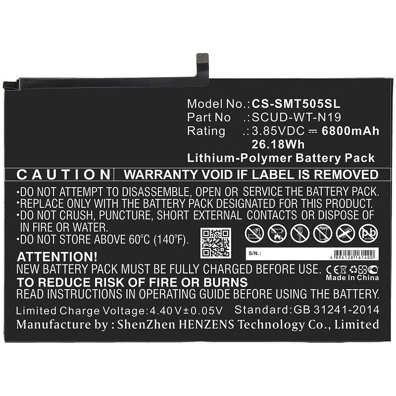 Battery 26.18wh Li-Pol 3.85v 6800mah Black For Samsung