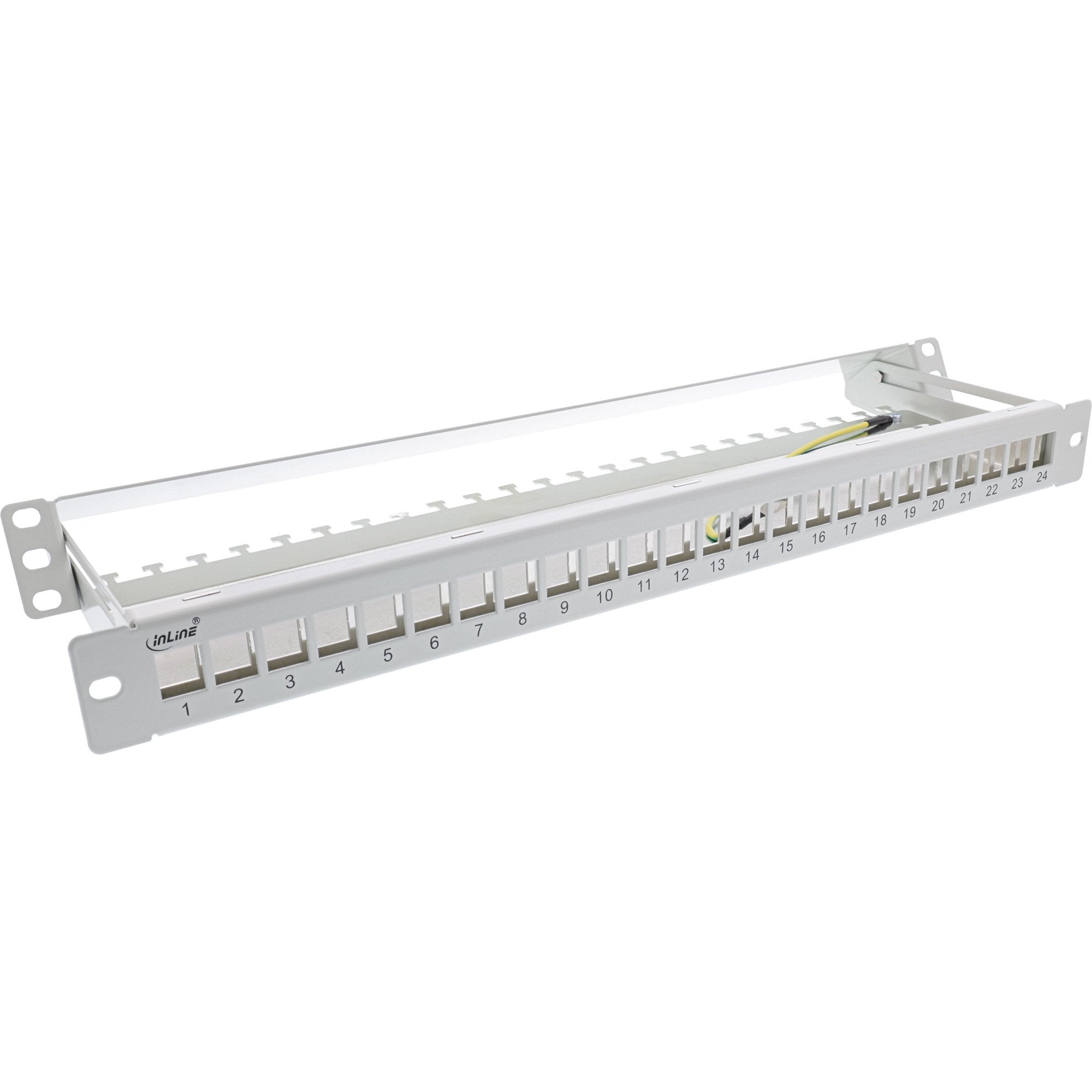 Patch Panel En Blanco Inline Con Extraíble 19" 24 Puertos 1u Gris Claro Ral7035