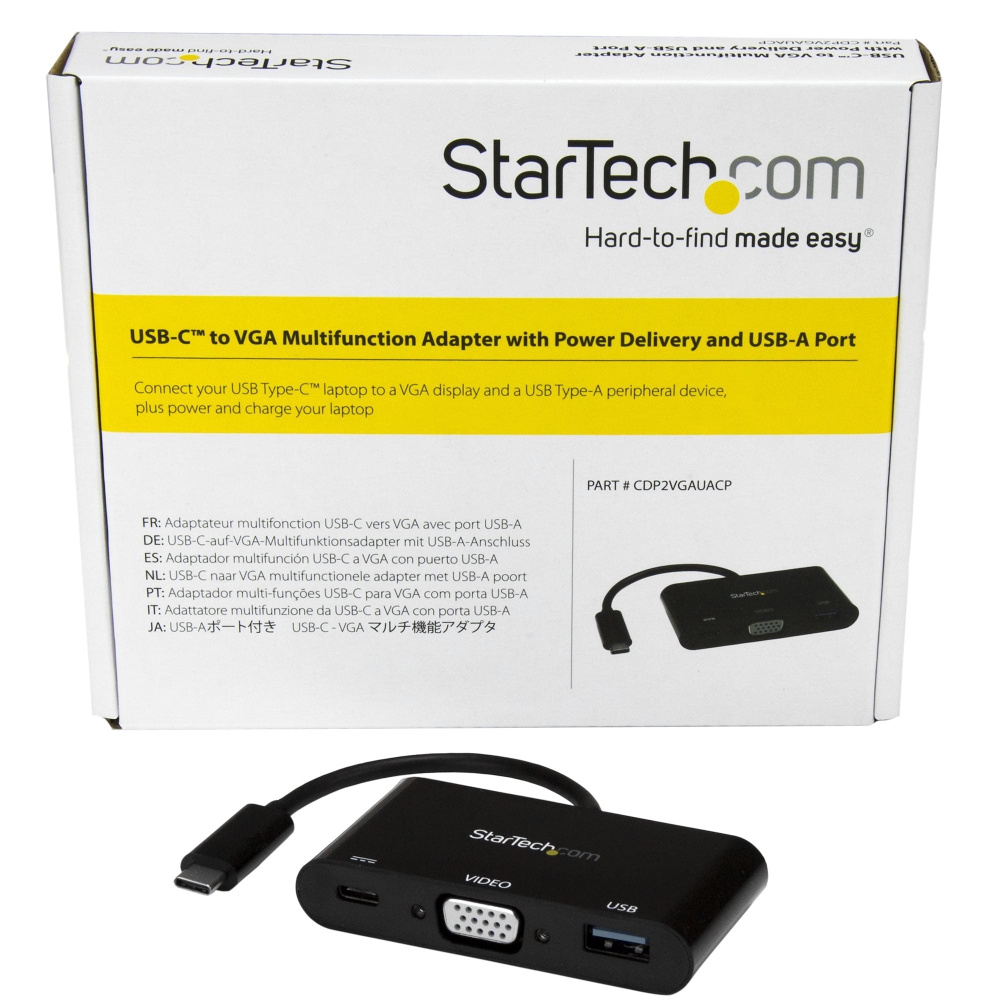 Startech.Com Adaptador Multifunción Usb-C A Vga Con Entrega De Potencia (Power Delivery) Y Puerto Usb-A