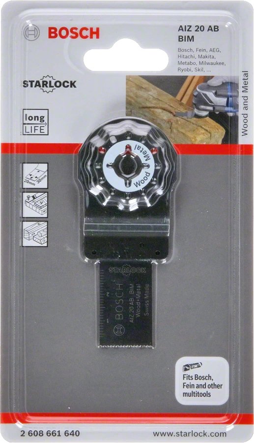 Hoja De Sierra De Inmersión Bosch Professional Aiz 20 Ap Madera + Metal Bim, Ancho 20 Mm 2608661640