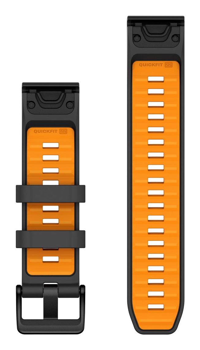 Garmin Ersatzarmband Quickfit 22mm Silikon Graphit Naranja