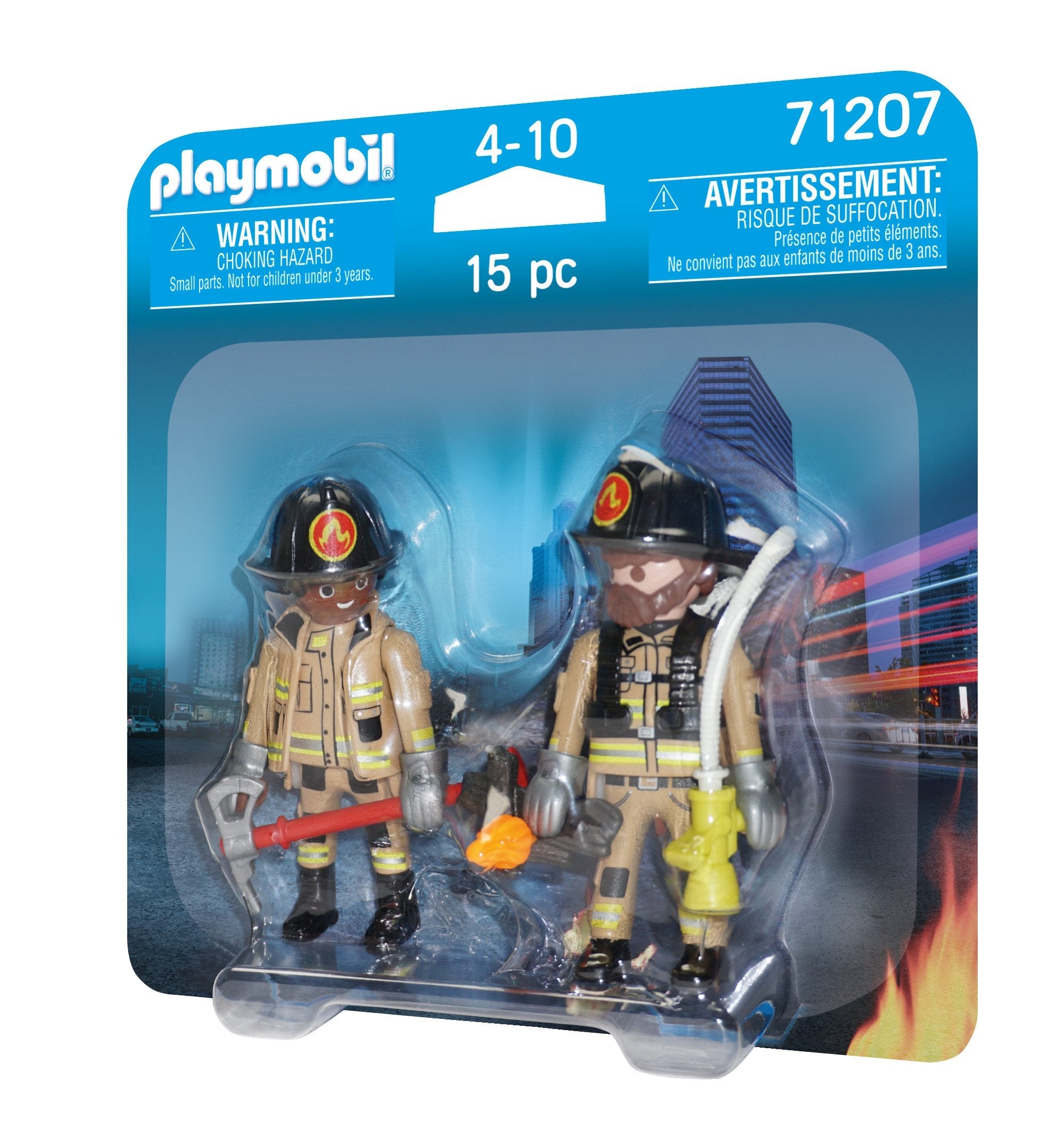 Playmobil 71207 Duopack Bomberos. Con Dos Figuras, Hacha De Fuego Y Extintor.