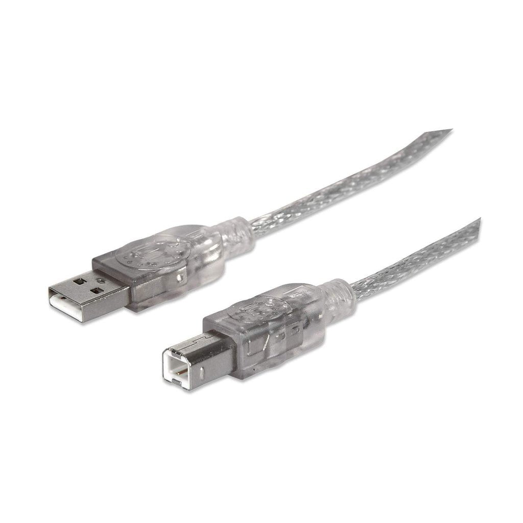 Manhattan Cable Usb B Usb 2.0, Impresora, 480 Mbps, 1,8 M Plateado Translúcido