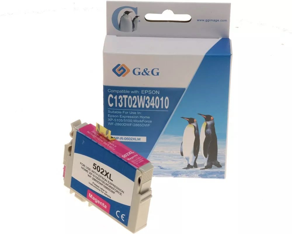 Tinta Generica G&G Epson 502xl Magenta Reemplaza C13t02w34010/C13t02v34010