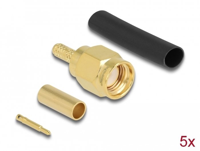 Delock Sma Stecker Zum Crimpen Rg-174 Rg-316 Mit Passendem Schrumpfschlauch - 5 Stück