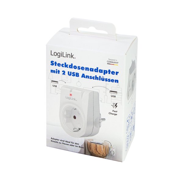 Adaptador De Enchufe Logilink 1x Cee 7/3 + 2x Usb-A