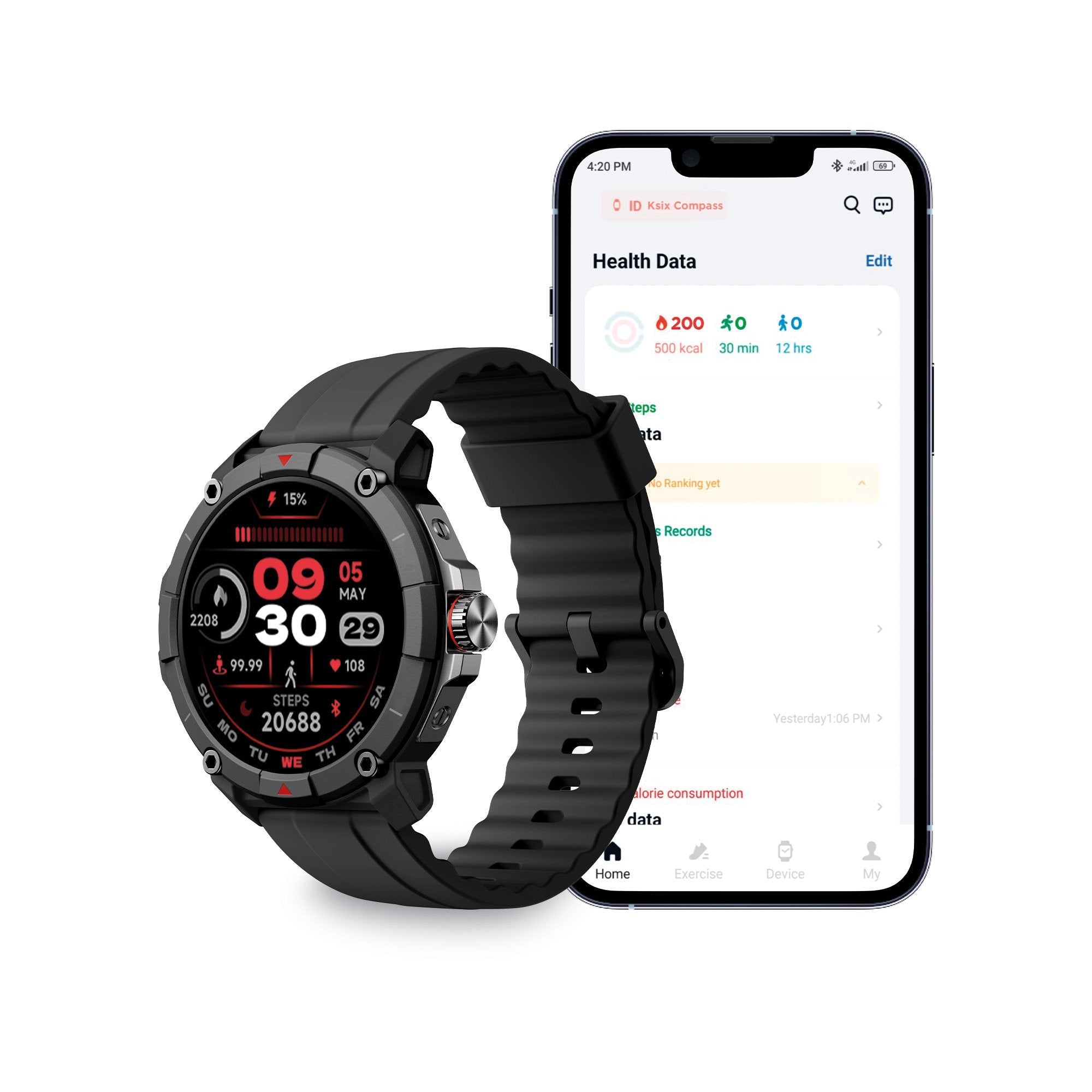 Smartwatch Ksix Compass Negro 1.38"