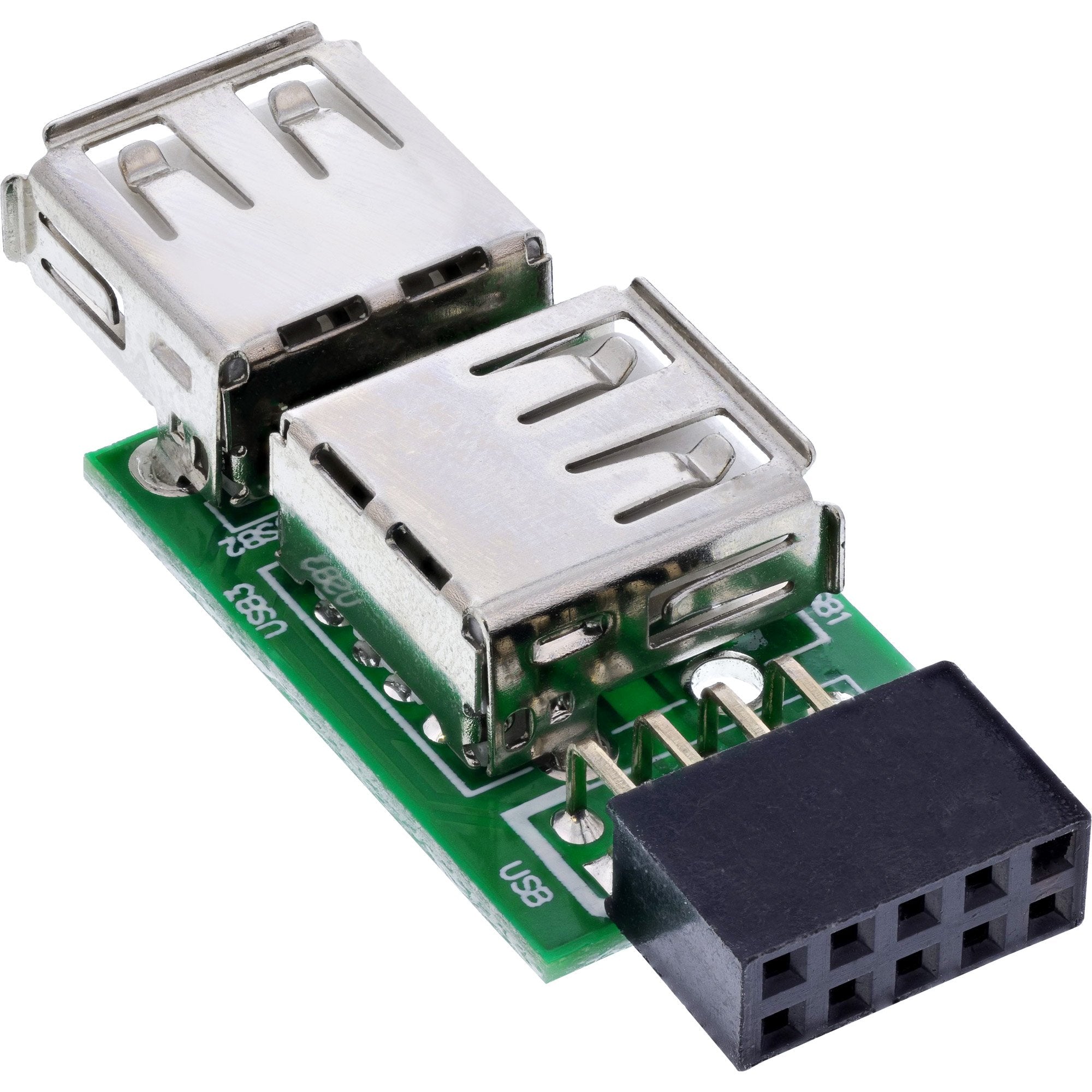 Adaptador Inline Usb 2.0 Interno 2x Usb A Hembra A Cabezal De Placa Base