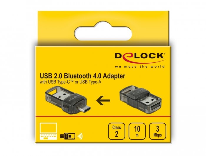 Delock Adaptador Usb 2.0 Bluetooth 4.0 2en1 Usb Type-C O Type-A