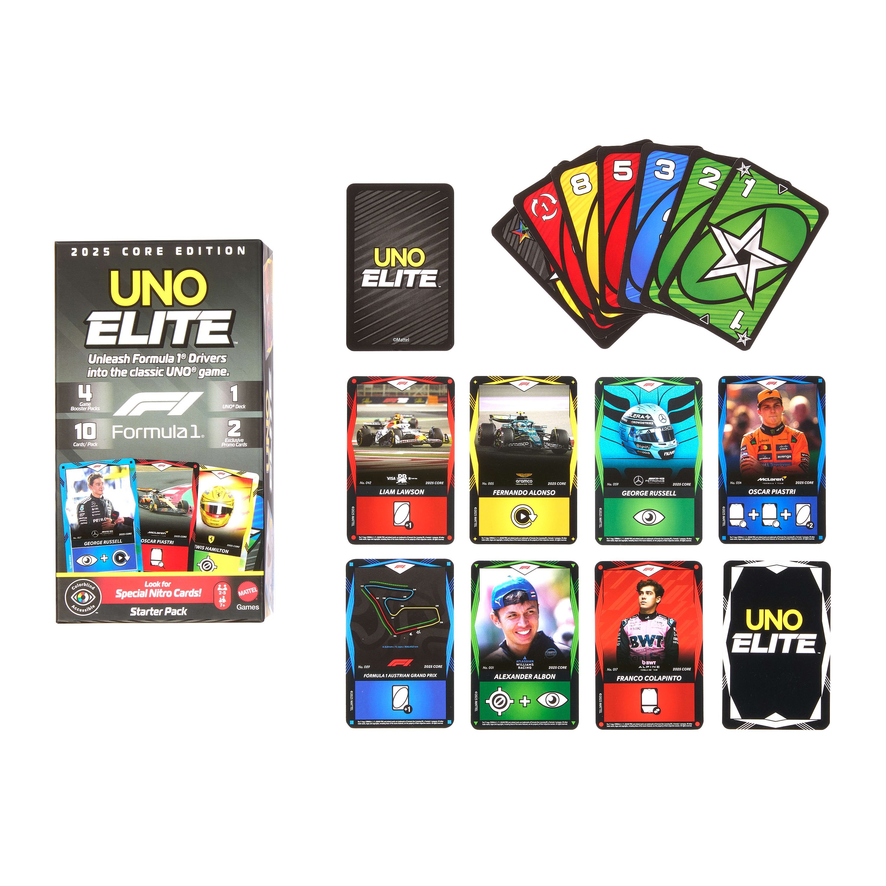 EAN 0194735369768 - Mattel Games JLV42 juego de tablero UNO Elite Formula 1 2025 Perder las cartas imagen 1