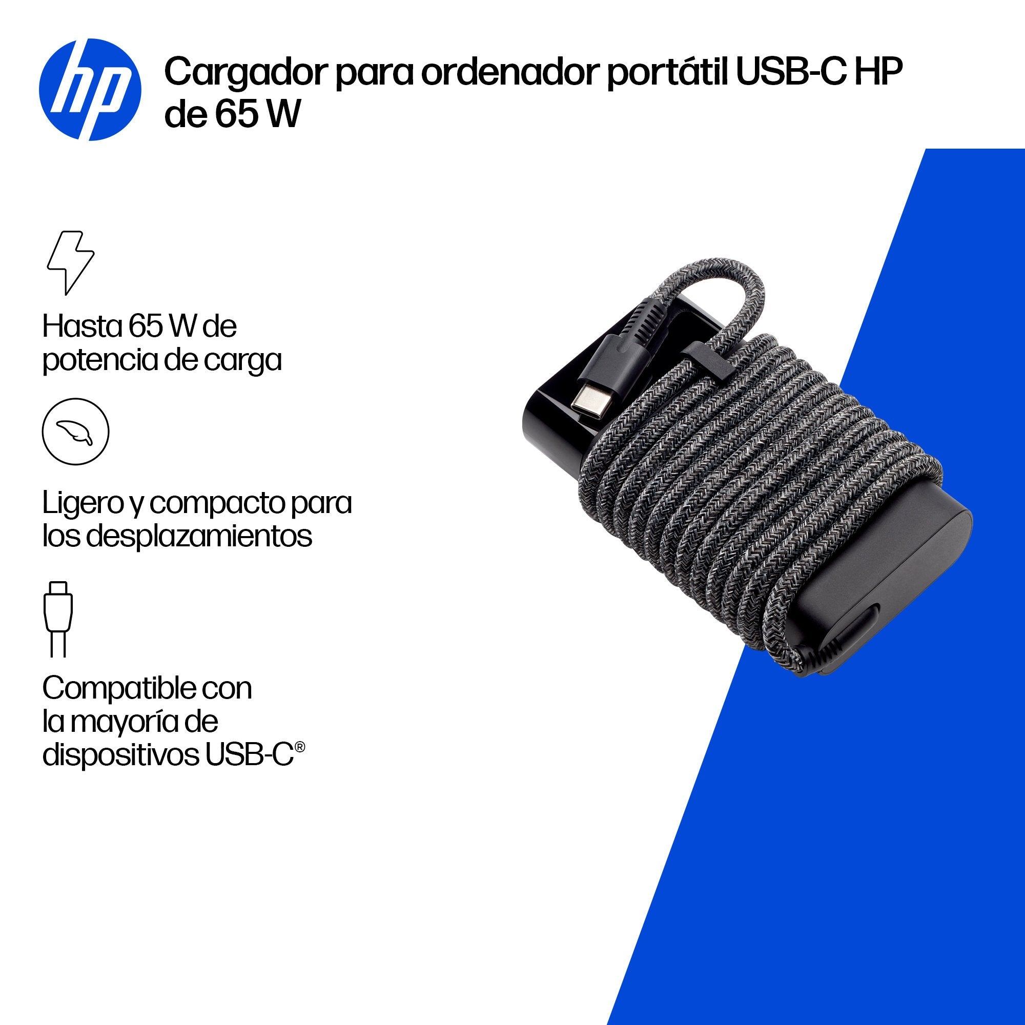 EAN 198122961122 - HP 65W USB-C Laptop Charger adaptador e inversor de corriente Interior Negro imagen 6