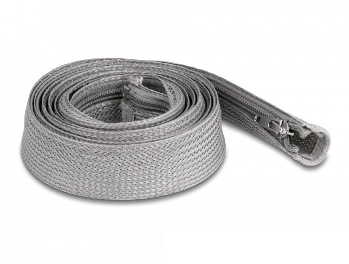 Geflechtschlauch Mit Reissverschluss Hitzebeständig 2 M X 30 Mm Grau