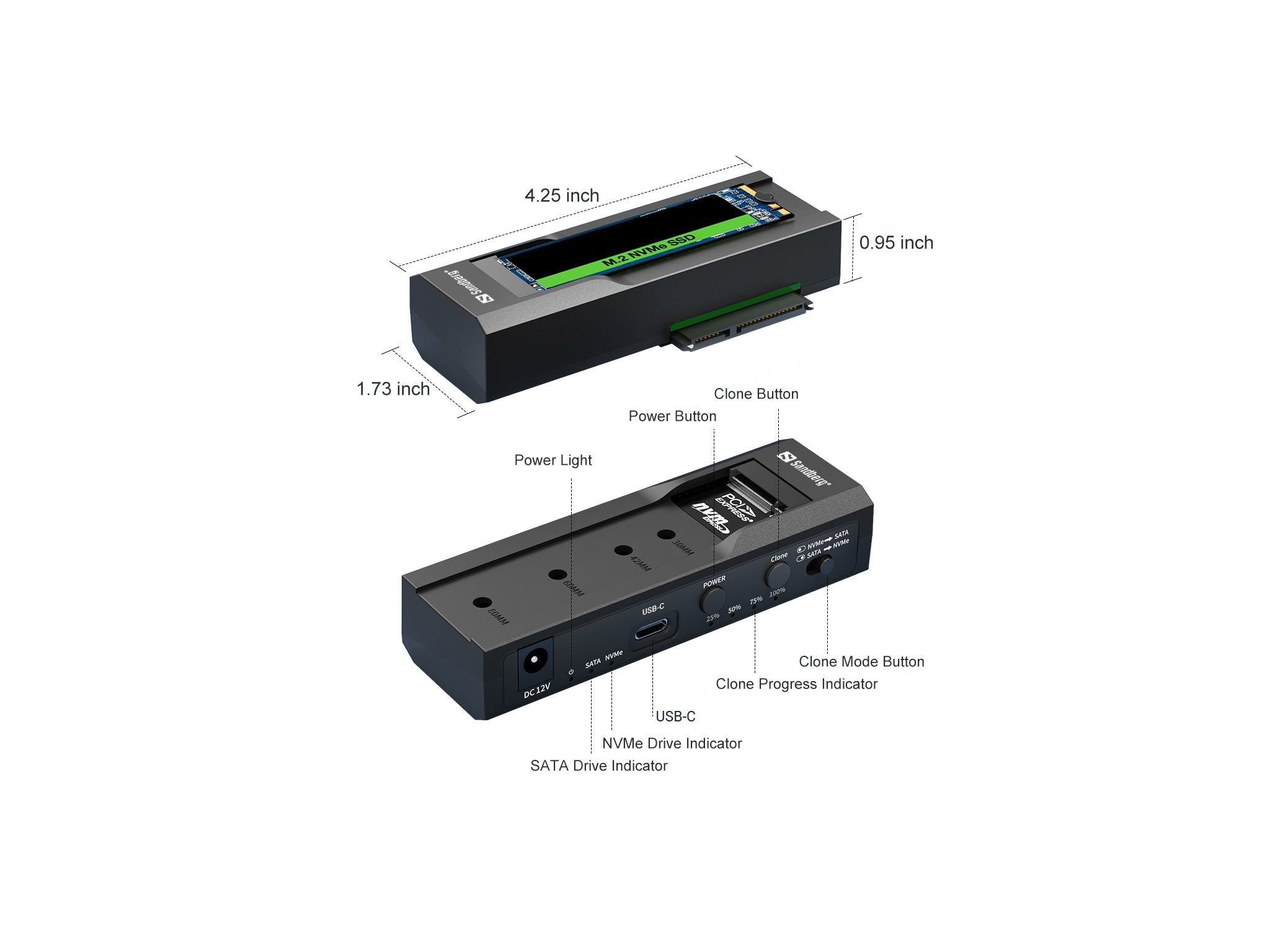 EAN 5705730136498 - Sandberg 136-49 base de conexión para disco duro USB 3.2 Gen 2 (3.1 Gen 2) Type-C Negro imagen 6