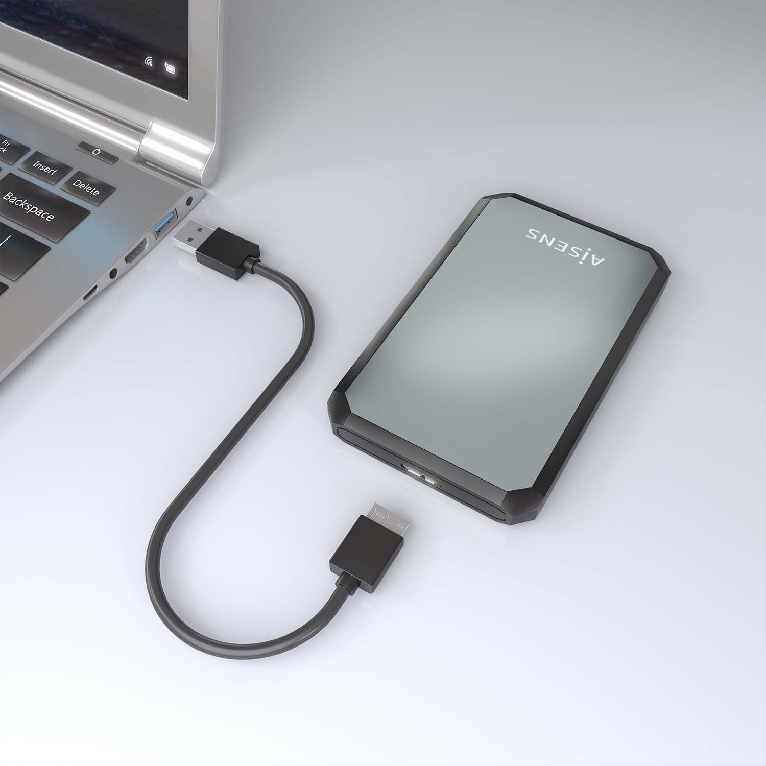 Aisens Caja Externa 2,5&Quot; Ase-2529b 9.5mm Sata A Usb 3.0/Usb3.1 Gen1, Negra-Gris