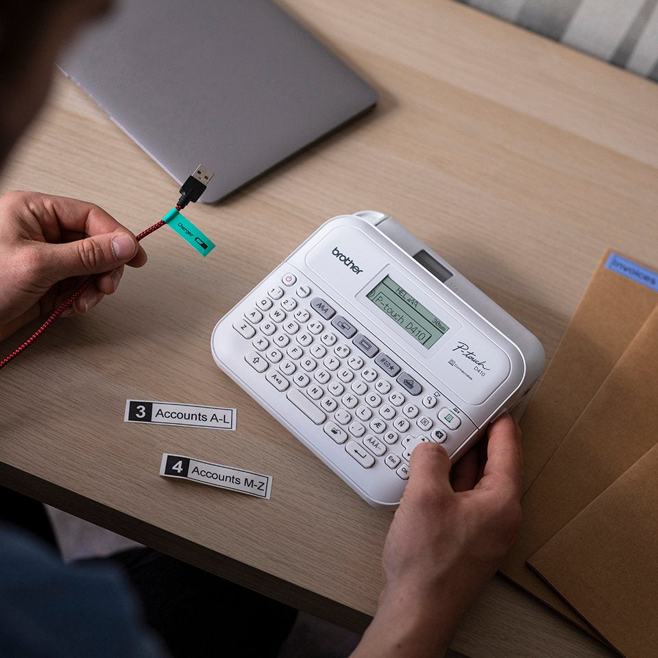 Brother Ptd410vpyj1 Label Printer Pt-D410vp Desktop Tze 3.5-18mm Easy-To-Read Graphic Display P-Touch Carrying Case