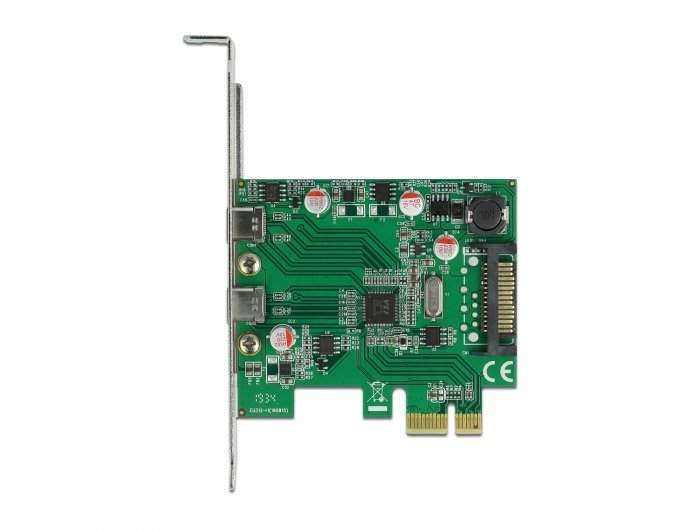 Tarjeta Delock Pci Express X1 Para 2 Tomas Usb Externas (Usb 3.2 Gen 1) Type-C 
