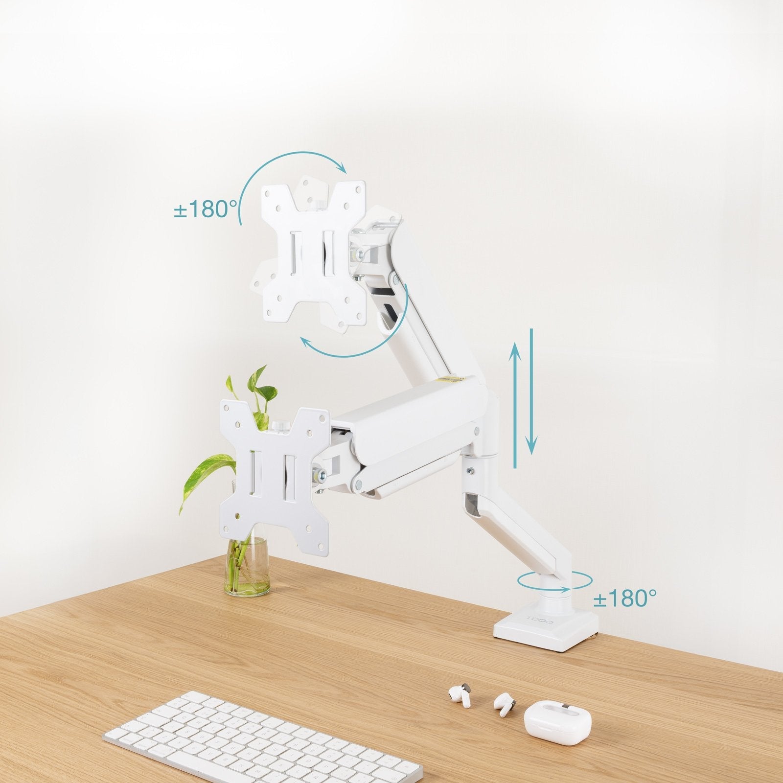 Soporte Mesa Tooq Pant. Gira Incli 1 Brazo 13-34 Blanco