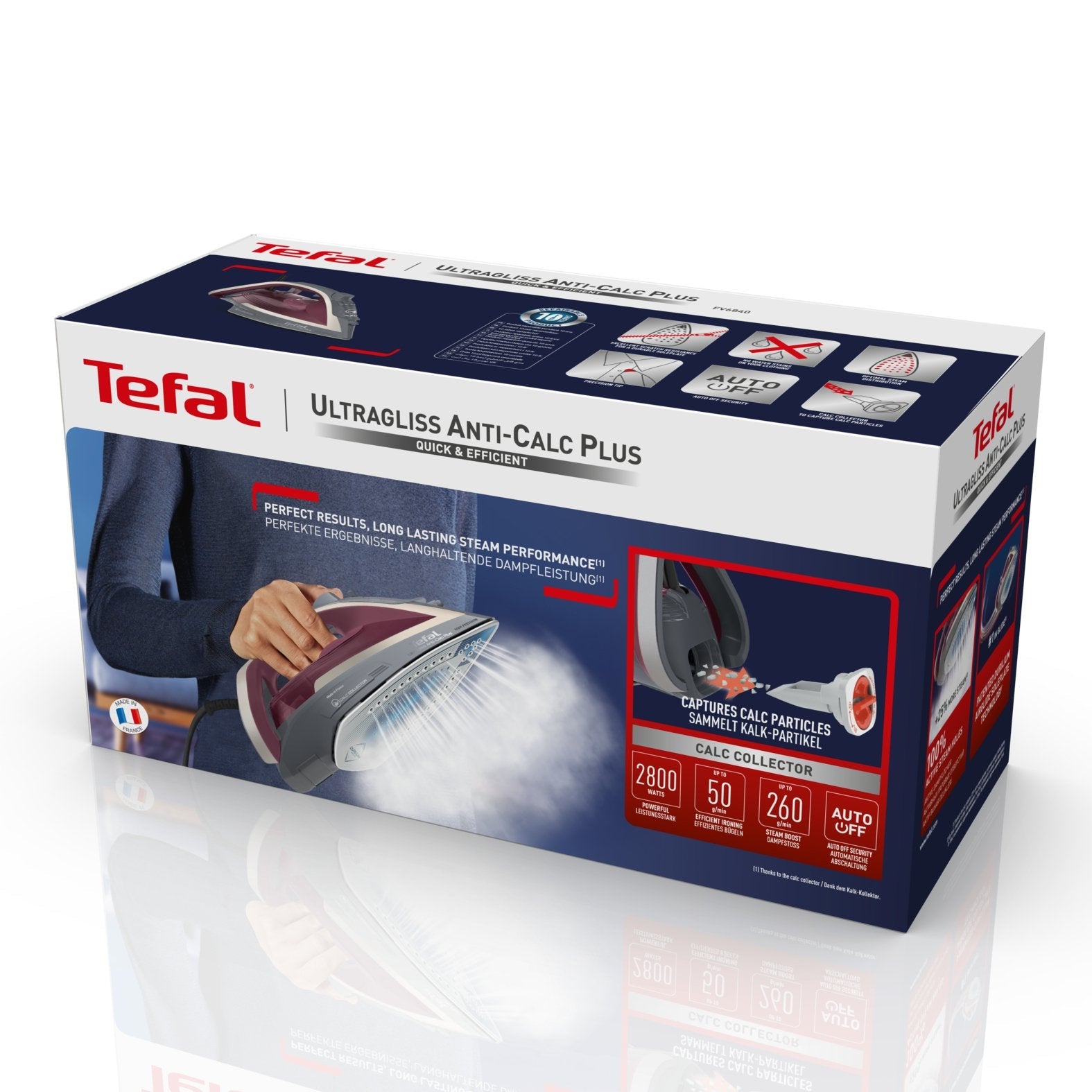 EAN 3121040078099 - Tefal Ultragliss Anti-Calc Plus FV6840 Plancha a vapor 2800 W Púrpura, Plata imagen 6