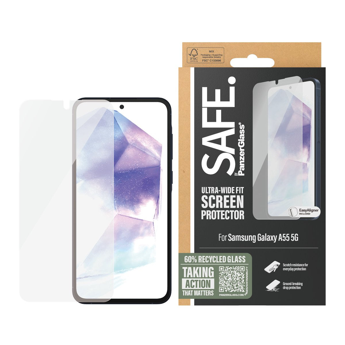 EAN 5711724956874 - PanzerGlass SAFE. by ® Screen Protector Samsung Galaxy A55 5G | Ultra-Wide Fit w. EasyAligner Protector d imagen 2