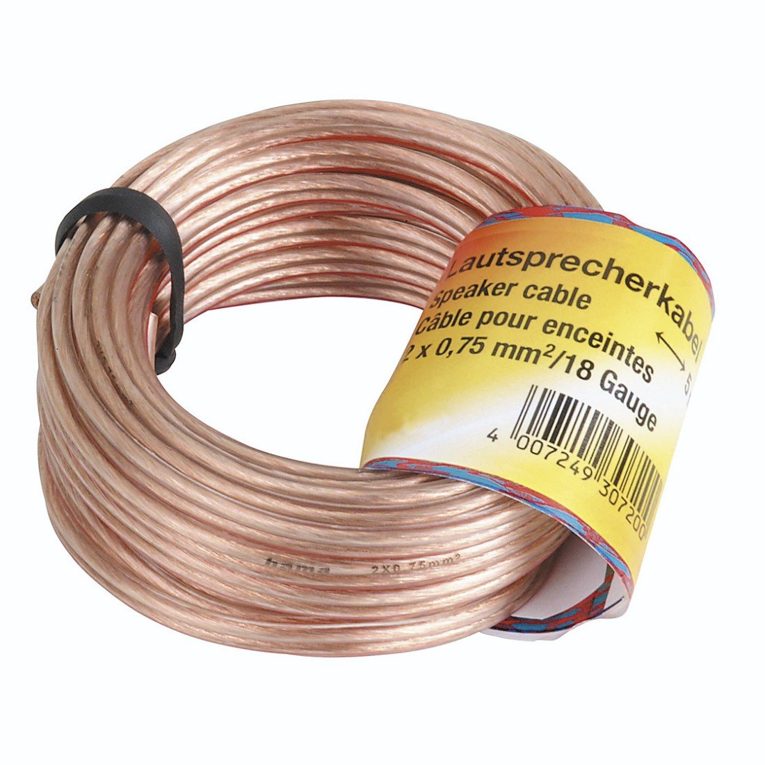 Hama Entry Cable De Altavoz De 2 Nucleos - Seccion 0.75mm2 - Longitud 20m - Transparente