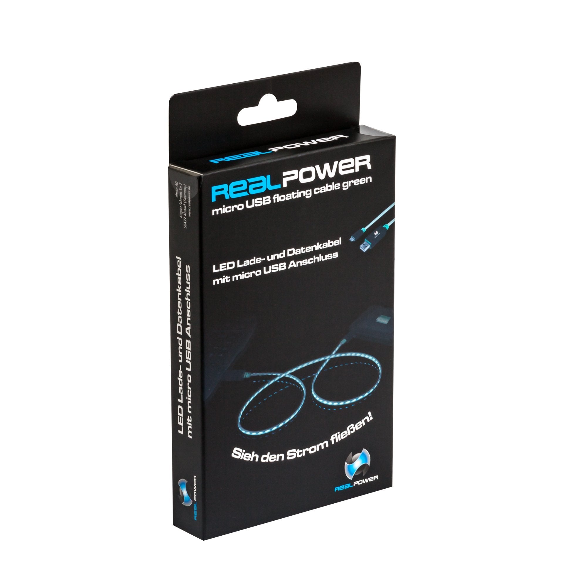 EAN 4040895876560 - RealPower USB A/Micro-USB B 0.75m cable USB USB 2.0 0,75 m Negro, Verde imagen 3