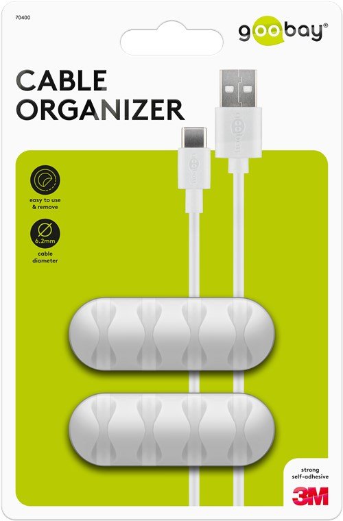 Goobay 70400 Organizador De Cables Universal Soporte Para Cables Blanco 2 Pieza(S)