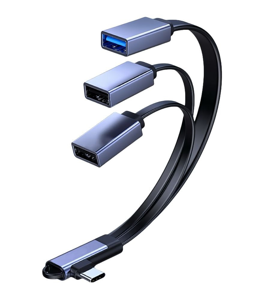 Usb-C Angled Splitter Cable To Usb2.0 + Usb2.0 + Usb3.0