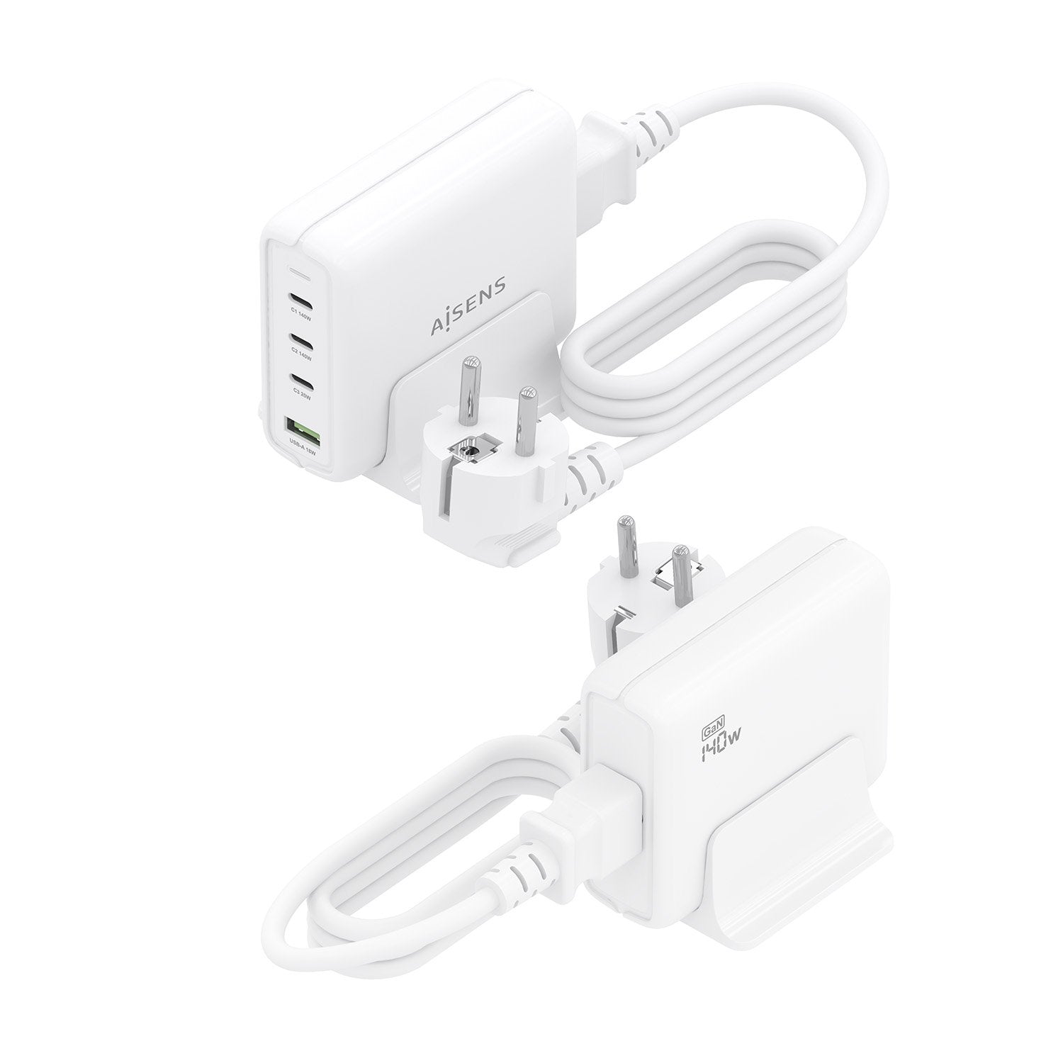Aisens Cargador Sobremesa Gan 140w, 3xusb-C Pd3.1 Qc4.0 Qc5.0, 1xusb-A Qc3.0, Blanco