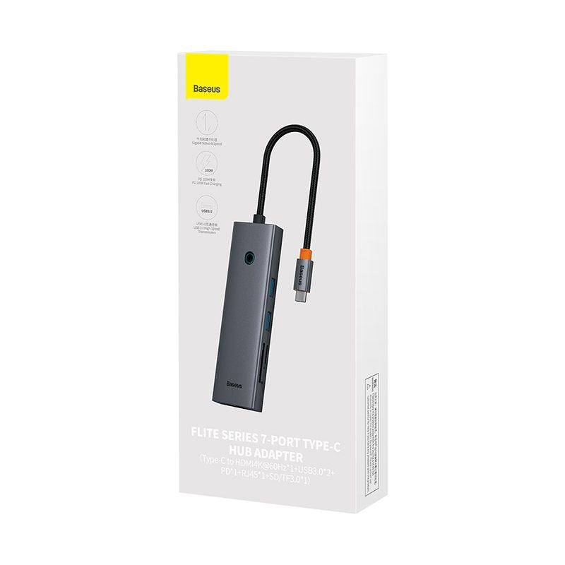 EAN 6932172630744 - Baseus ULTRAJOY 7 İN 1 MULTİFONKSİYONEL HUB ADAPTÖR-UZAY GRİ base para portátil y replicador de puertos A imagen 3