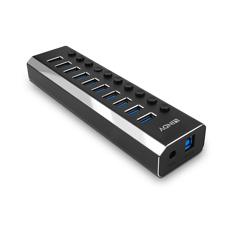 Lindy 10 Port Usb 3.0 Hub With On/Off Switches Usb 3.2 Gen 1 (3.1 Gen 1) Type-B 5000 Mbit/S Negro