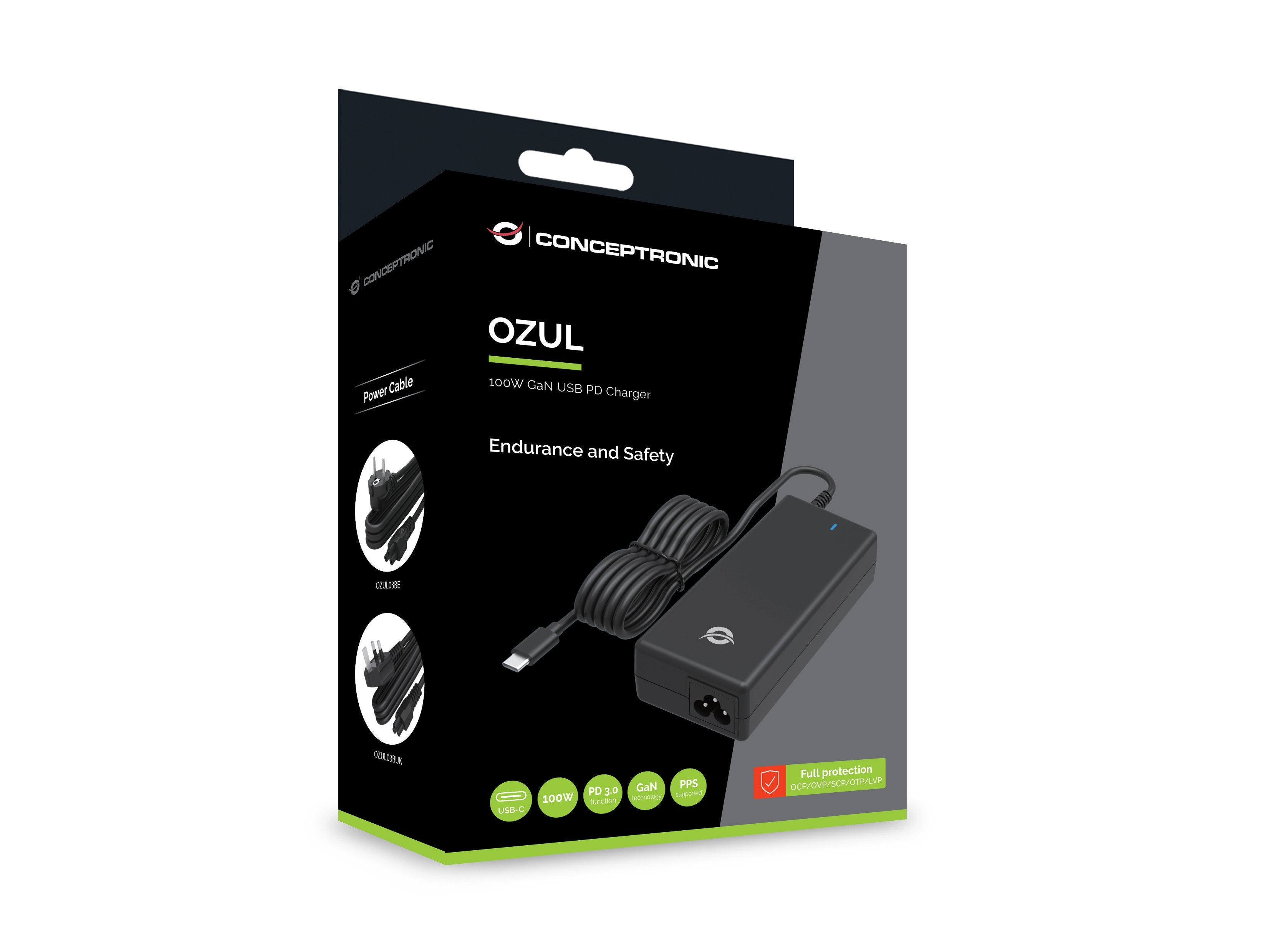 EAN 4015867235010 - Conceptronic OZUL03BUK adaptador e inversor de corriente Interior 100 W Negro imagen 4