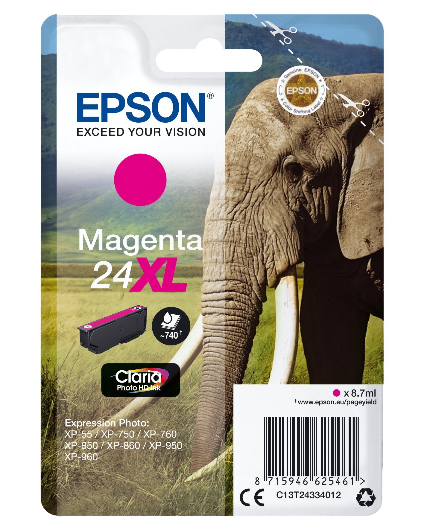 EAN 8715946625461 - Epson Elephant C13T24334012 cartucho de tinta 1 pieza(s) Original Alto rendimiento (XL) imagen 1