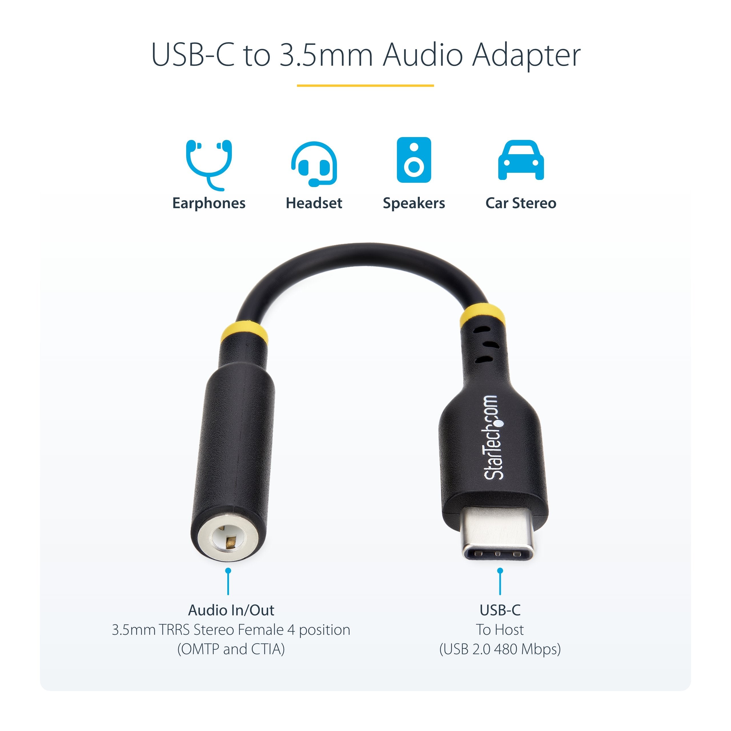 EAN 0065030898225 - StarTech.com USBCAUDIO2 cambiador de género para cable USB Type-C 2.0 3.5 mm Negro imagen 7