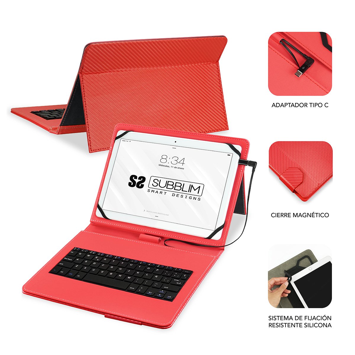 EAN 8436586741037 - SUBBLIM SUB-KT1-USB002 teclado para móvil QWERTY Español MicroUSB Rojo imagen 2