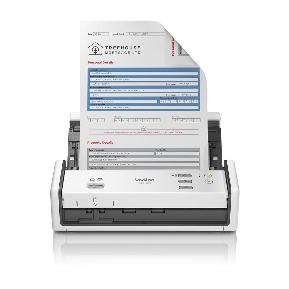 EAN 4977766832229 - Brother ADS-1300 escaner Escáner con alimentador automático de documentos (ADF) 600 x 600 DPI A4 Blanco imagen 1