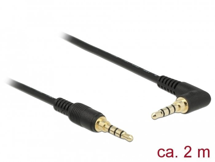 Delock 85613 Cable Estéreo De 3,5 Mm De 4 Pines Macho > Macho En Ángulo 2 M Negro