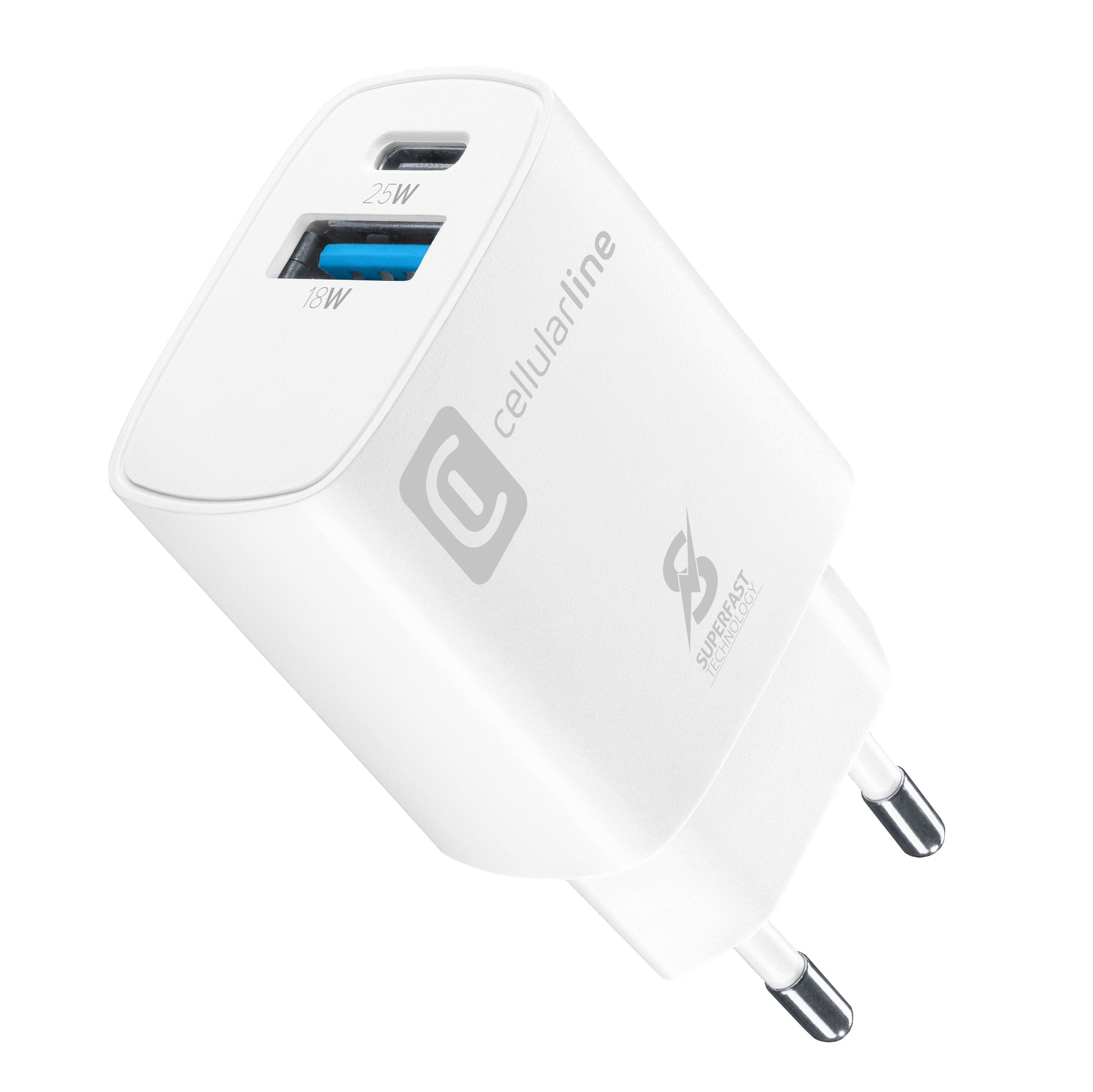 Cellularline Dual Port Travel Charger Samsung Pd 25w White