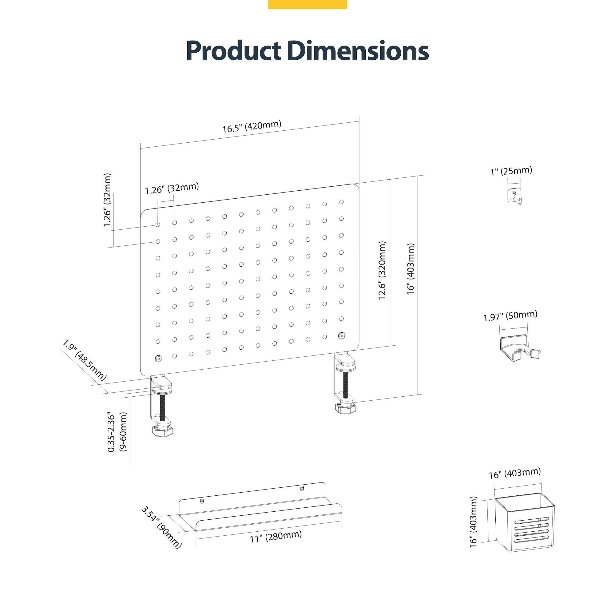 EAN 0065030905305 - StarTech.com 1612B-DESK-PEGBOARD juego de organizadores para escritorio 1 pieza(s) imagen 2