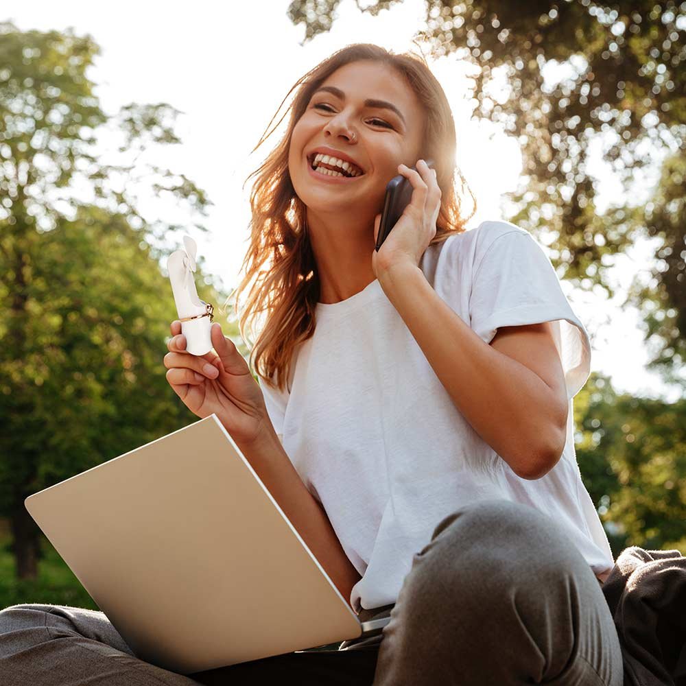 Orbegozo Hf 2500 Ventilador De Mano Elegancia Portatil - 2 Velocidades De Ventilacion - Diseño Compacto Y Elegante