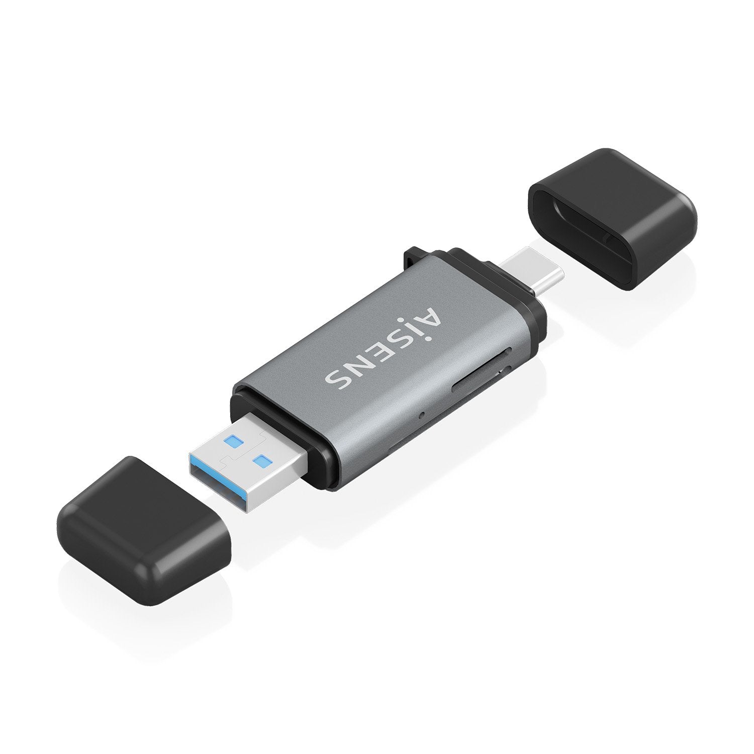Aisens Lector De Tarjetas Sd, Micro Sd, Mmc, Rs-Mmc, Mmc Micro, Usb-A Y Usb-C, Gris
