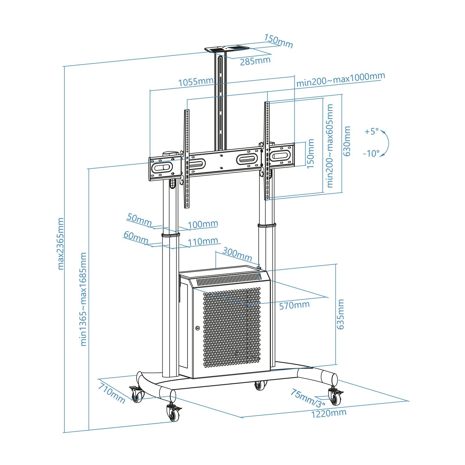 Soporte Suelo Ruedas "Narnia" Pantallas 60-100"