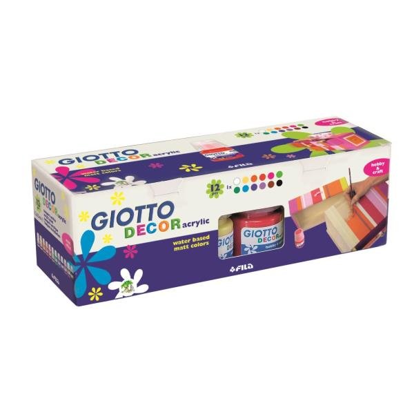 Giotto Témpera Acrílica Decor 25ml Colores Surtidos 12 Botes