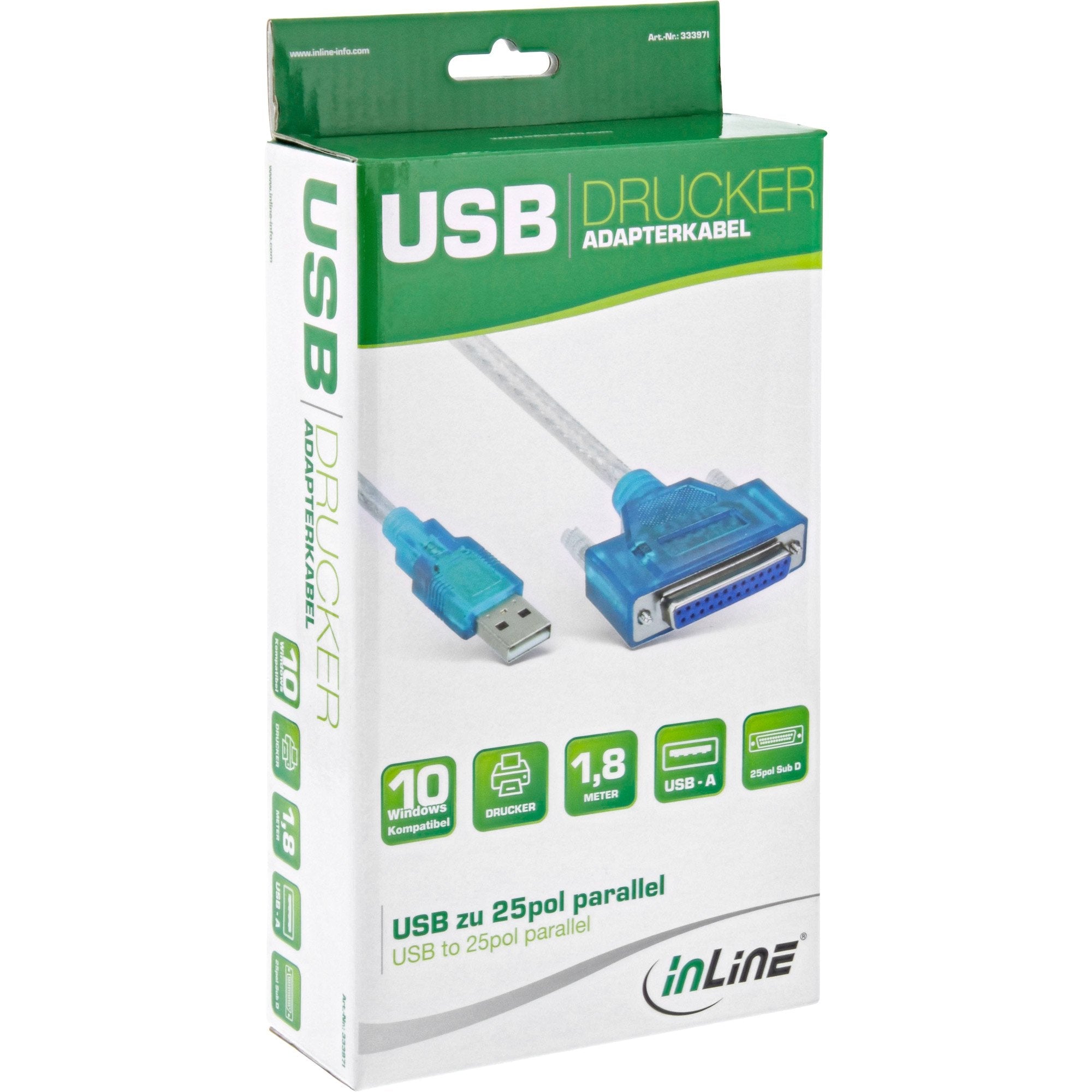 Cable De Impresora Usb Inline Usb Tipo A Macho A Db25 Hembra 1,8 M