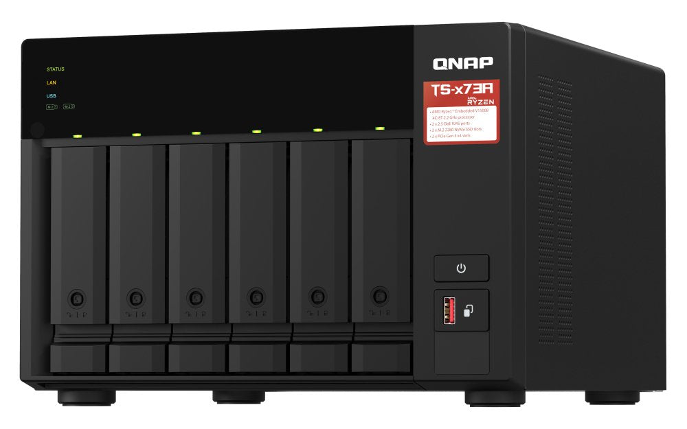 EAN 4711103084625 - QNAP TS-673A-SW5T servidor de almacenamiento NAS Torre Ryzen Embedded V1500B 8 GB DDR4 0 TB QNAP QTS Negr imagen 2