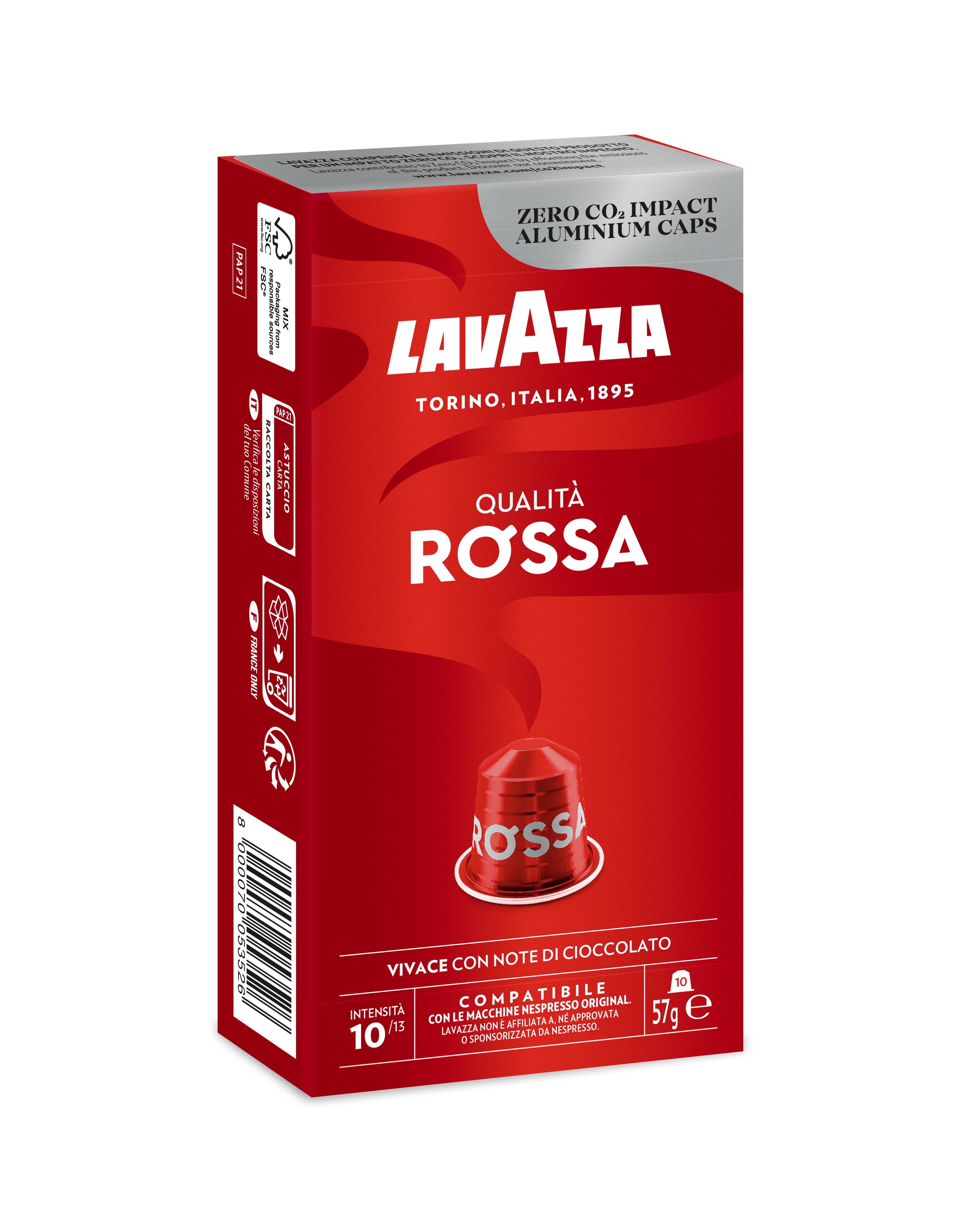 Cápsula Lavazza Qualitá Rossa Para Cafeteras Nespresso Caja De 10