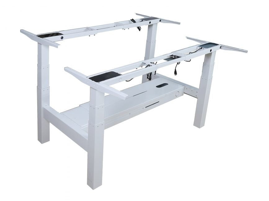 Mesa Electrica Ergonomica Doble Cara A Cara Altura Regulable Sin Tablero Color Estructura Gris Control Tactil Altura Desde 645mm-1290mm