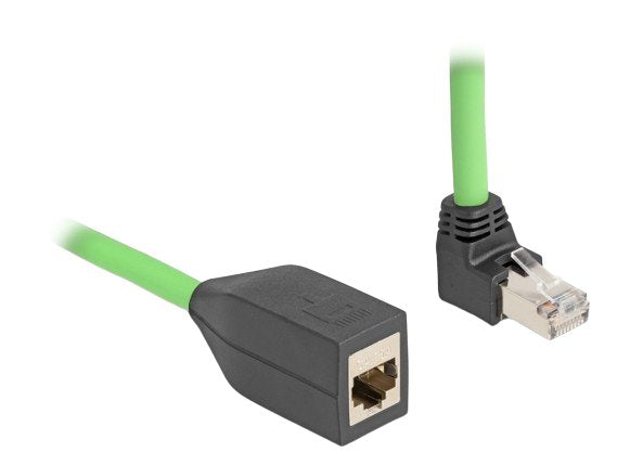 Delock 80885 Cable De Extensión De Red Rj45 Cat.6a Macho Acodado Hacia Arriba A Hembra Sf/Utp Adecuado Para Cadenas De Arrastre Pur (Tpu) 5 M Verde