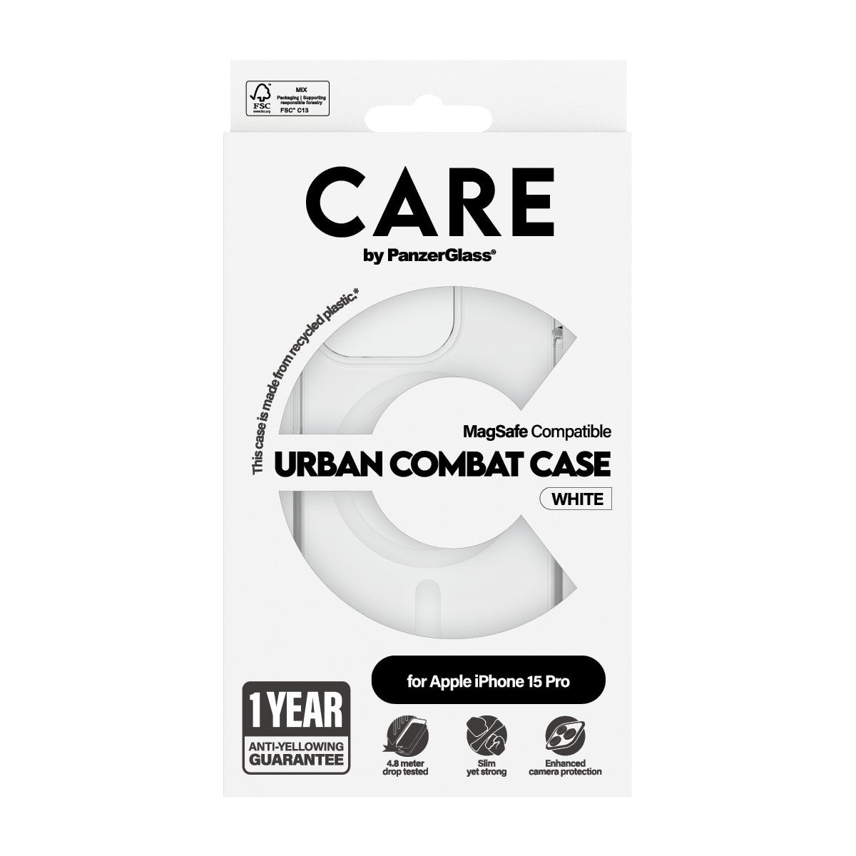 EAN 5715685005534 - PanzerGlass CARE™ by ® Urban Combat Case Transparent w. White MagSafe iPhone 15 Pro funda para teléfono m imagen 3